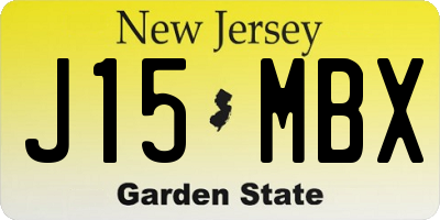 NJ license plate J15MBX