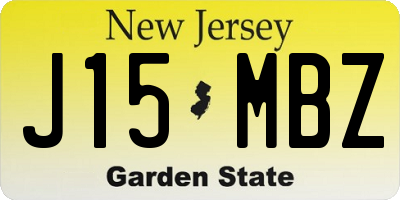 NJ license plate J15MBZ