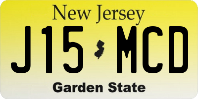 NJ license plate J15MCD