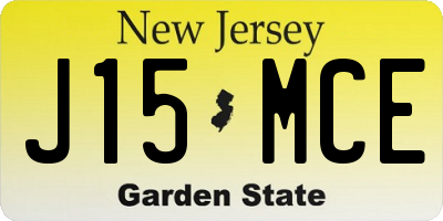 NJ license plate J15MCE