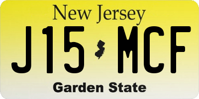 NJ license plate J15MCF
