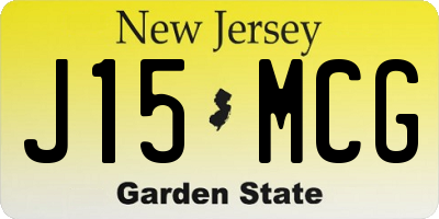 NJ license plate J15MCG