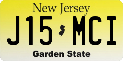 NJ license plate J15MCI