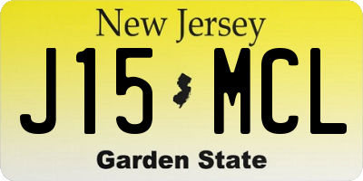 NJ license plate J15MCL