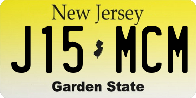 NJ license plate J15MCM