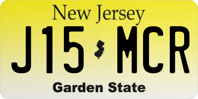 NJ license plate J15MCR