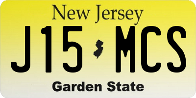 NJ license plate J15MCS