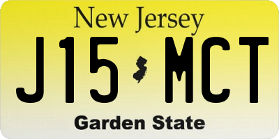 NJ license plate J15MCT