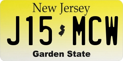 NJ license plate J15MCW
