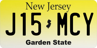 NJ license plate J15MCY