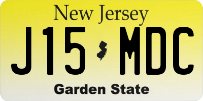 NJ license plate J15MDC