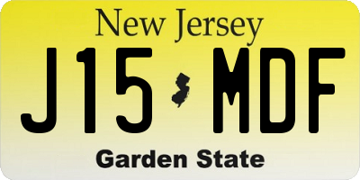 NJ license plate J15MDF