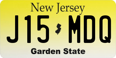 NJ license plate J15MDQ