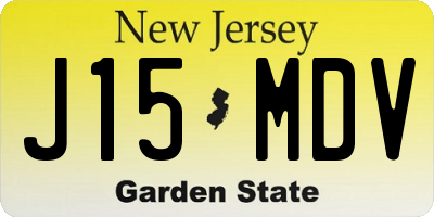 NJ license plate J15MDV