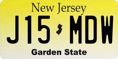 NJ license plate J15MDW