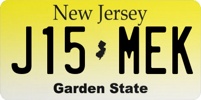 NJ license plate J15MEK