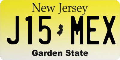 NJ license plate J15MEX
