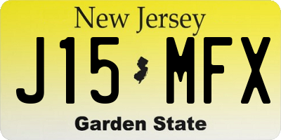 NJ license plate J15MFX