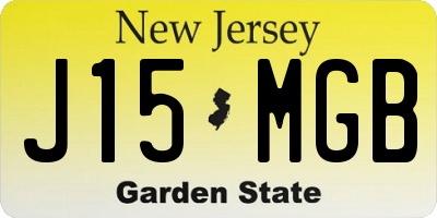 NJ license plate J15MGB