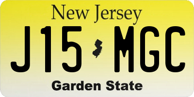 NJ license plate J15MGC