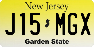 NJ license plate J15MGX