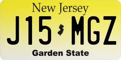 NJ license plate J15MGZ