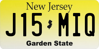 NJ license plate J15MIQ