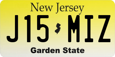 NJ license plate J15MIZ