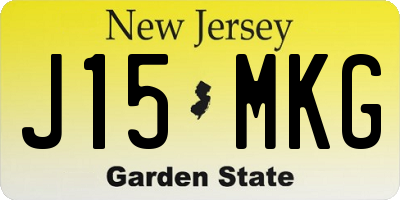 NJ license plate J15MKG