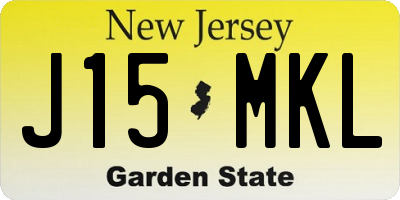 NJ license plate J15MKL