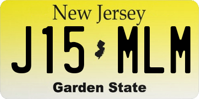 NJ license plate J15MLM