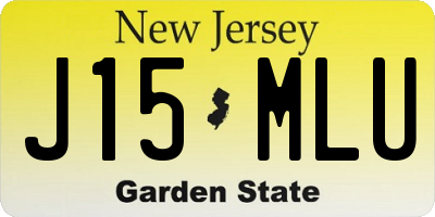 NJ license plate J15MLU