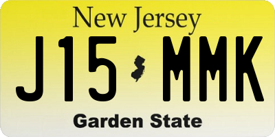 NJ license plate J15MMK