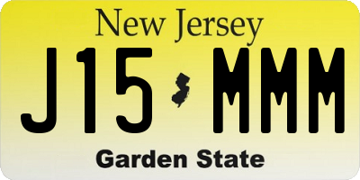 NJ license plate J15MMM
