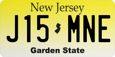 NJ license plate J15MNE