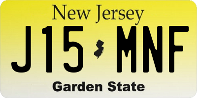 NJ license plate J15MNF