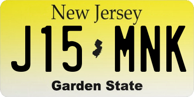 NJ license plate J15MNK