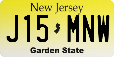 NJ license plate J15MNW