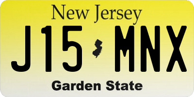NJ license plate J15MNX