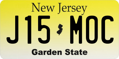 NJ license plate J15MOC