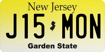 NJ license plate J15MON