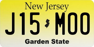 NJ license plate J15MOO