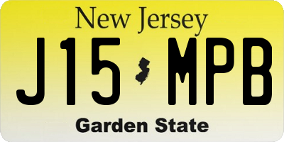 NJ license plate J15MPB