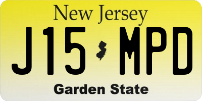 NJ license plate J15MPD