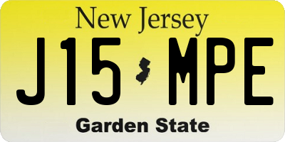 NJ license plate J15MPE