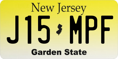 NJ license plate J15MPF