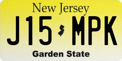 NJ license plate J15MPK