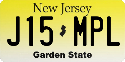 NJ license plate J15MPL