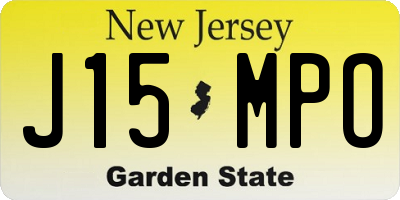 NJ license plate J15MPO