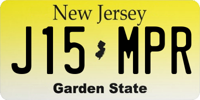 NJ license plate J15MPR